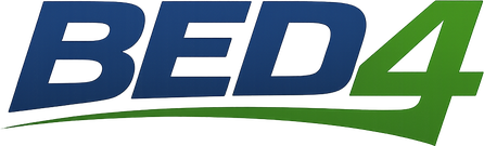 bed 4 logo on dark neon homepage